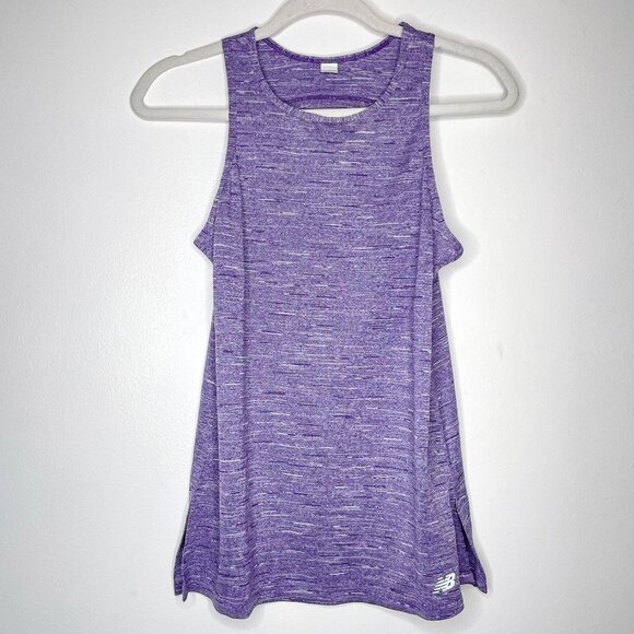 New Balance Tank Top Heathered Purple Running Gym Sporty Open‎ Back - Picture 1 of 5